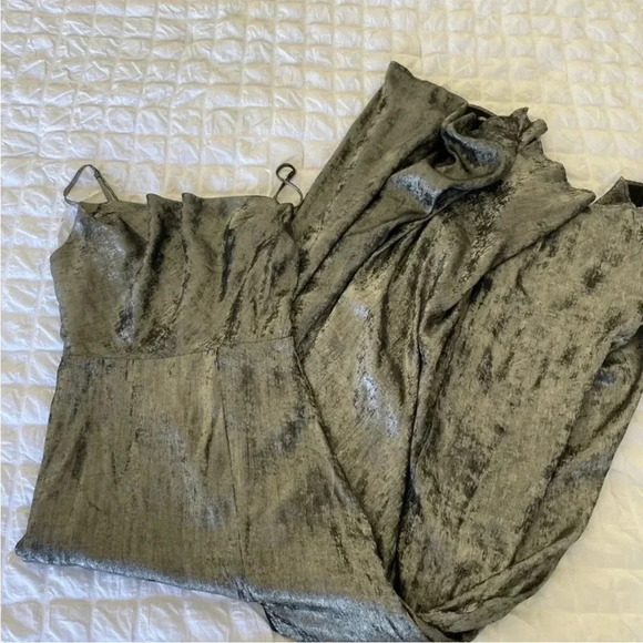 Lulus gunmetal ruffle open slit maxi dress - Picture 7 of 8